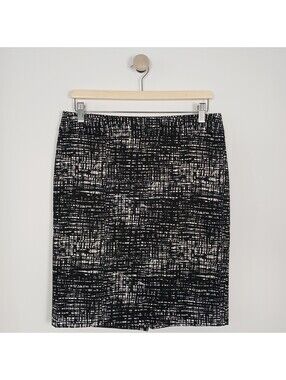 Calvin Klein Women's Size 6 Pencil Skirt Black White Stretch Cotton Career